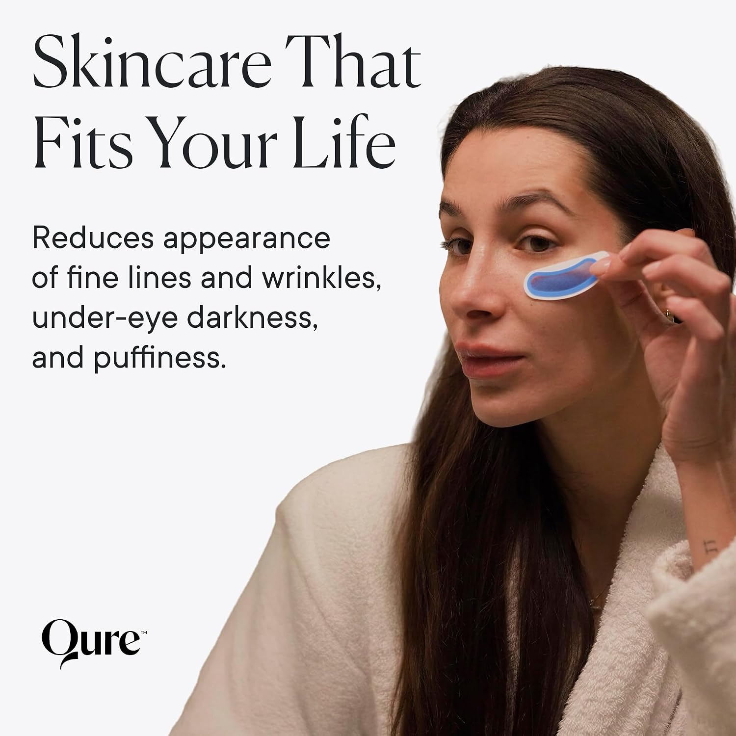 Qure Micro-Infusion Under Eye Patches for Wrinkles, Puffiness, Smile Line and Eye Bags - Retinol, Caffeine & Peptides - Made in Korea - Overnight Care, 8 Pairs (1 Month Supply)