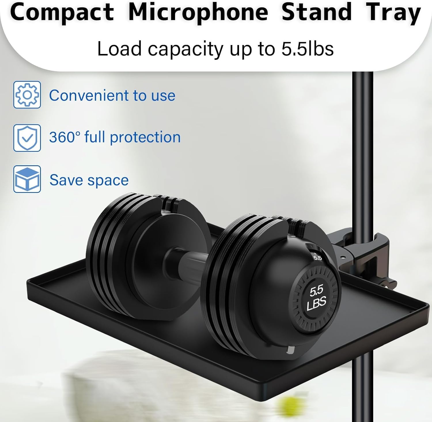 BILIONE Mic Stand Tray 10.6" x 7.8" Large with Crab Clamp for Mixers & Gear
