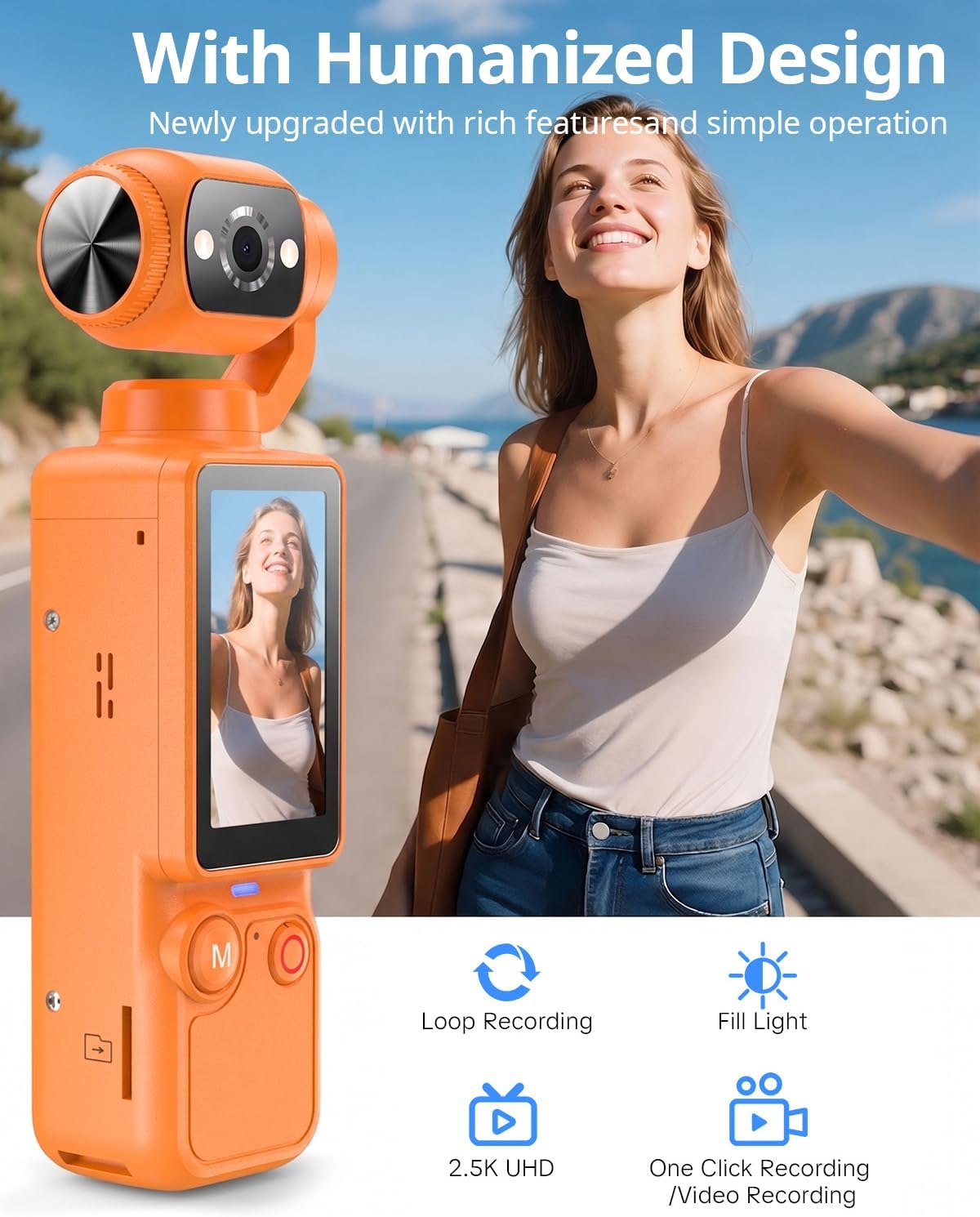 Vlogging Camera, Mini Camcorder, Portable Handheld Video Camera