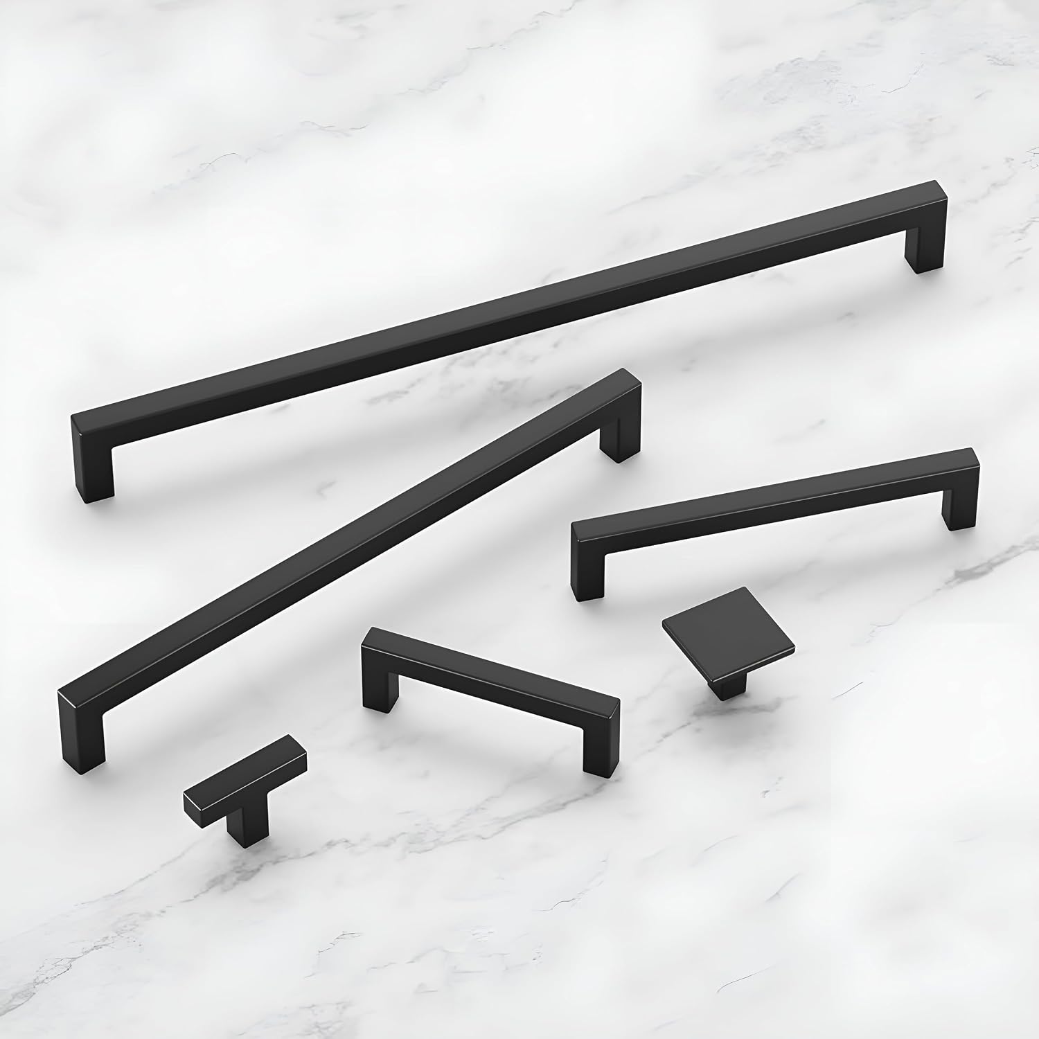 Hickory Hardware Solid Core Kitchen Cabinet Pulls, Luxury Cabinet Handles, Hardware for Doors & Dresser Drawers, 5-1/16 Inch (128mm) Hole Center, Matte Black, Skylight Collection (Pack of 1)