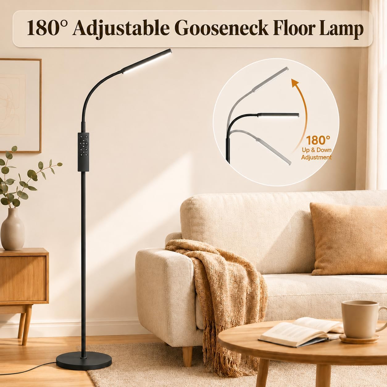 Wio-Mio RGB Floor Lamp, 15W/1000LM LED Floor Lamp with Stepless Dimming