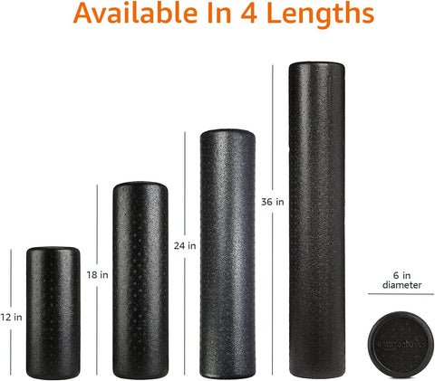 Amazon Basics High-Density Foam Roller for Exercise, Stretching and Muscle Recovery, 36 Inches, Black