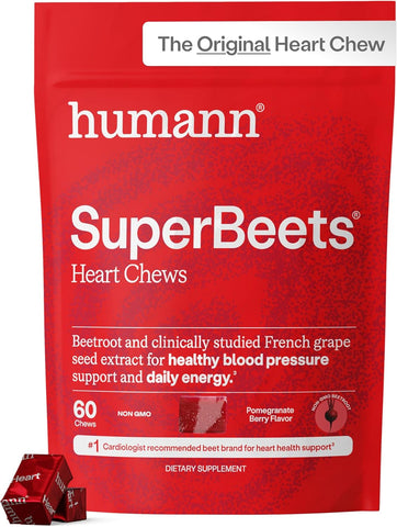 HumanN SuperBeets Heart Chews, Pomegranate Berry Flavor, 60 Ct