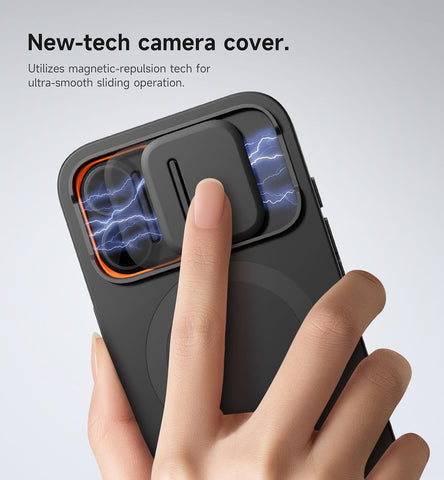 SURITCH for iPhone 16 Case with Magnetic Camera Slide Cover and Adjustable Kickstand, Compatible with MagSafe, Shockproof Bumper Case Slim Protective Cover 6.1 Inch, Black