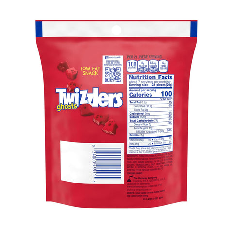 TWIZZLERS Ghosts Cherry Flavored Chewy, Halloween Candy Bag, 7.1 oz (Pack of 3)