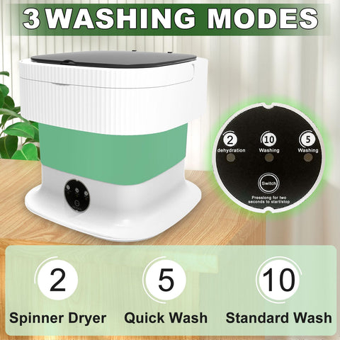 Mini Portable Washing Machine Small - 16L 60W Portable Mini Washing Machine with Spin, Mini Lavadora Portatil Washer Foldable, Small Washing Machine Portable Used for Travel Baby Green