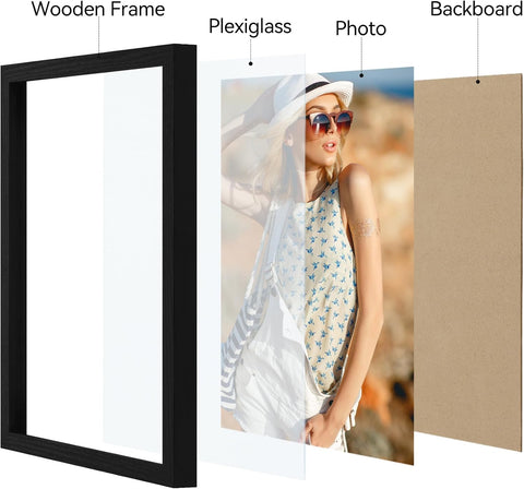 Vittanly 9x12 Picture Frame, Matted for 6x8 Photos, Black