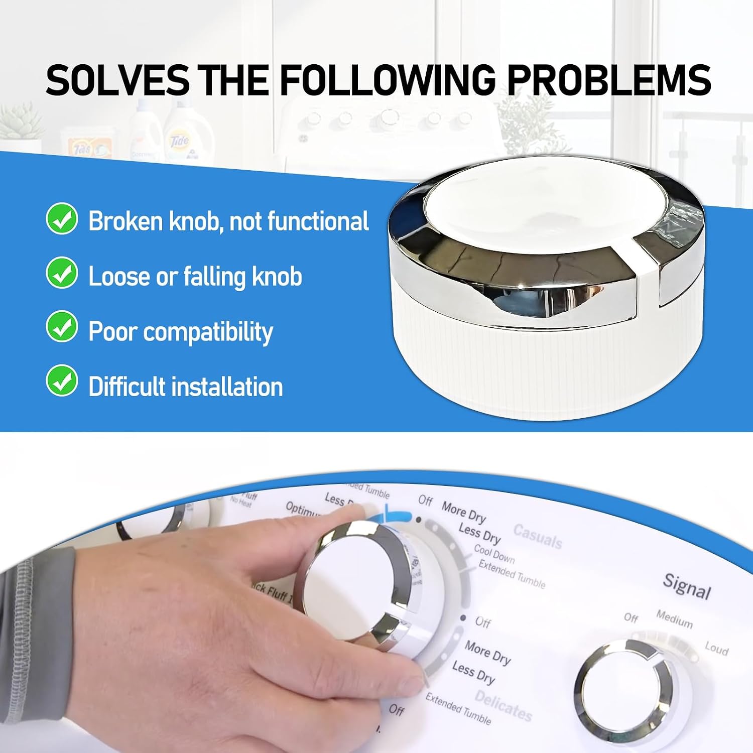 WE01X24552 Dryer Timer Control Knob Replacement Compatible with GE General Electric Dryer Knob Replacement Models GTD33EASK0WW GTD42EASJ2WW GTD45EASJ2WS GTD42EASJ0WW GTD42GASJ2WW