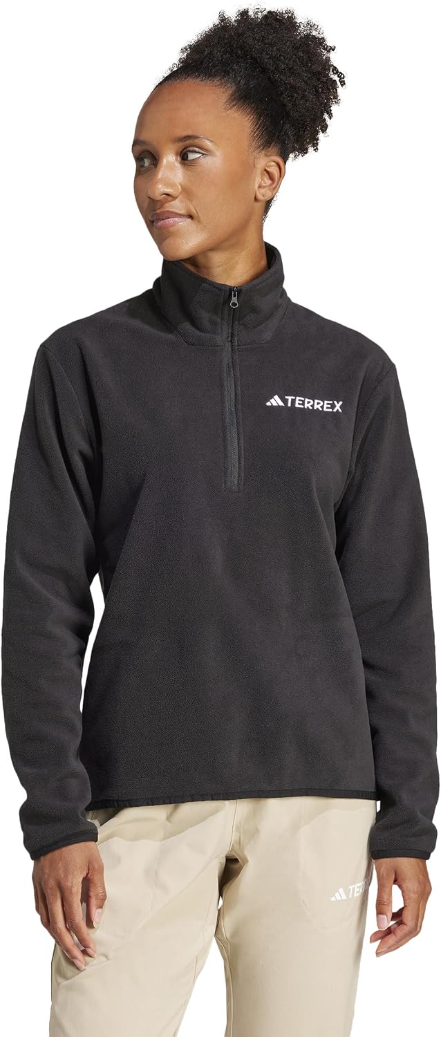 adidas Womens Multi Essentials Zip Fleece Jacket Hiking Athletic Outerwear Casual - Black