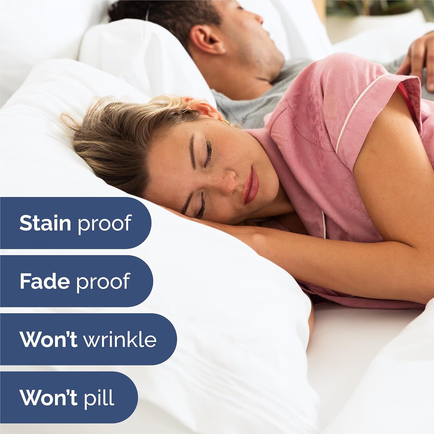 Split King Size 5 Piece Sheet Set - Breathable & Cooling Sheets - White