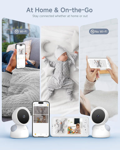 ARENTI Baby Monitor 2 Cameras D3 Set, 3MP WiFi 6, 5" Display,Free Phone App