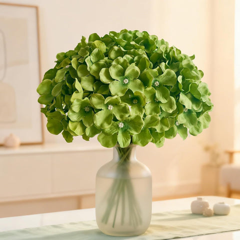 65Pcs Deep Green Hydrangea Artificial Flowers Bulk