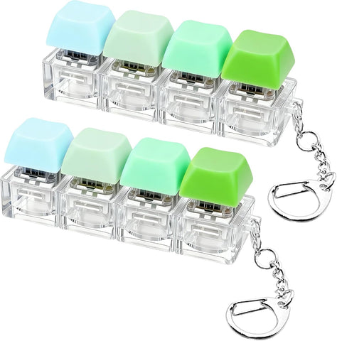 2 PCS Keyboard Fidget Toy, Keyboard Fidget Keychain 4-in-1 Keyboard Decompression Button Finger Clicker Toys, Button Stress Relief Fidget Gifts to Relief Stress (Fours Colors-Green)