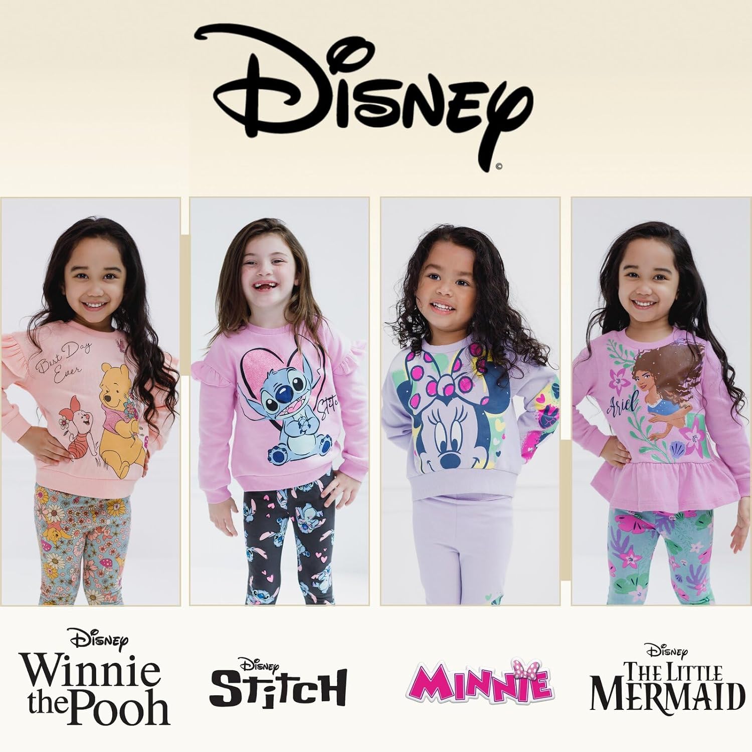 Disney Girls' Fleece Sweatshirt and Leggings Set for Baby & Kids