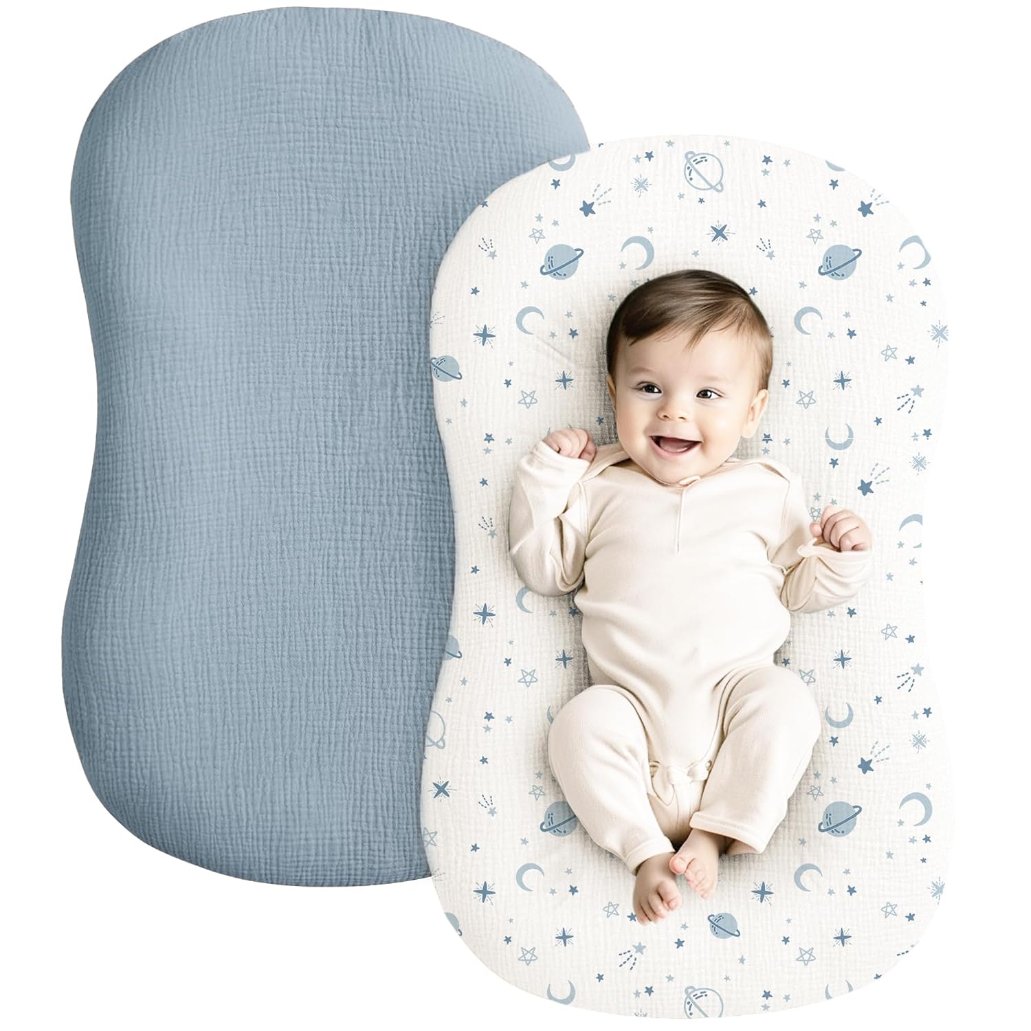 Konssy 2 Pack Muslin Baby Lounger Covers, Covers Only, 30.7" x 20"
