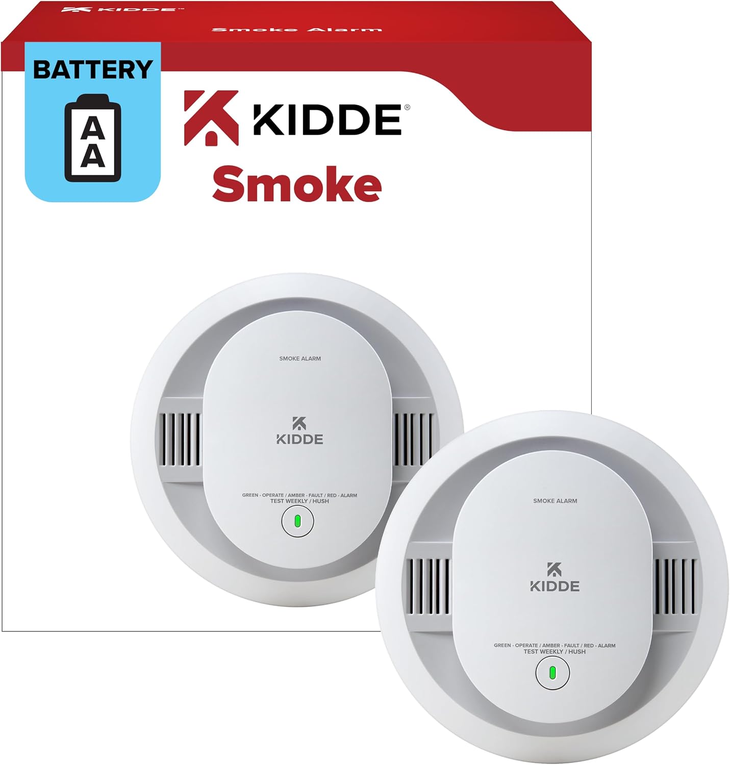 Kidde Smoke Detector, AA Battery-Powered, 20SDR, 1 Pack