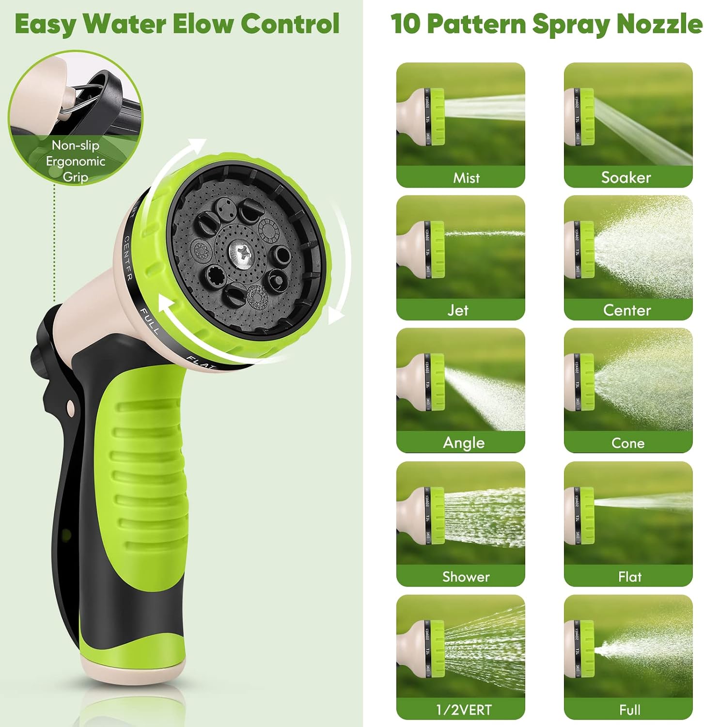 Unywarse Garden Hose 150FT Metal Water Hose with 10 Function Nozzle No-Kink