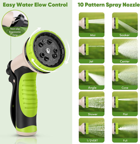 Unywarse Garden Hose 150FT Metal Water Hose with 10 Function Nozzle No-Kink