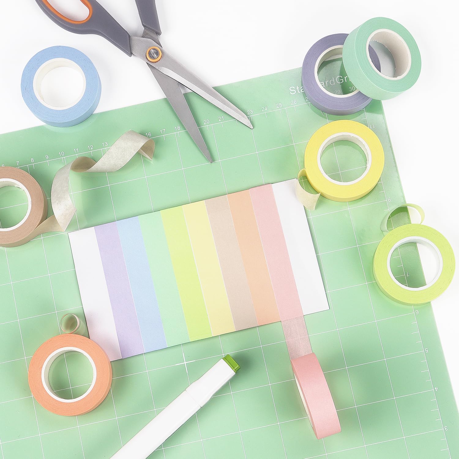 Hutou 8 Rolls Washi Tape Colored Masking Tape 1/2 Inch, Pastel Colors