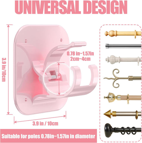 No Drill Curtain Rod Brackets-20LB, 6 Pack Self Adhesive Curtain Rod Holder