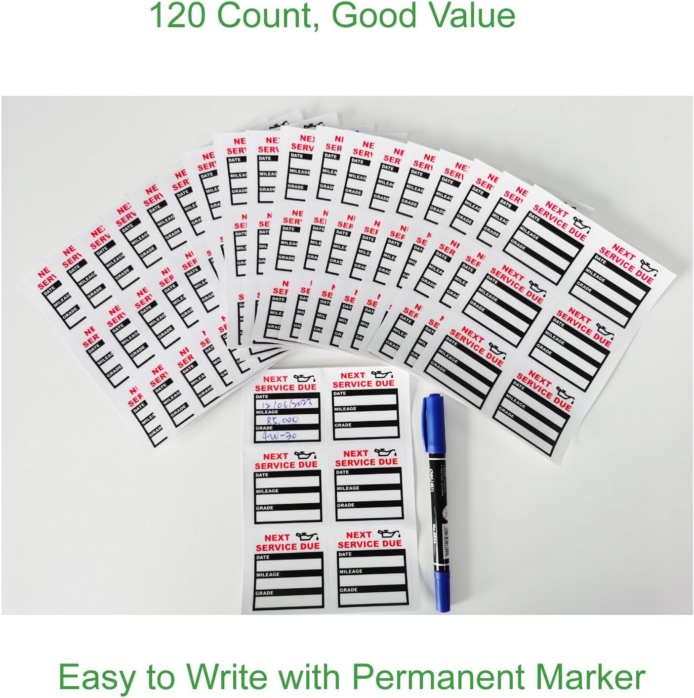 Oil Change Stickers Static Cling, 120pcs 2x2 in for Car Windshield