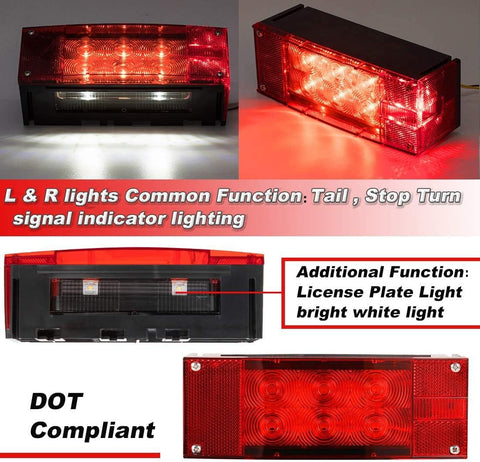 CZC AUTO 2PCS 12V LED Submersible Low Profile Rectangular Trailer Lights