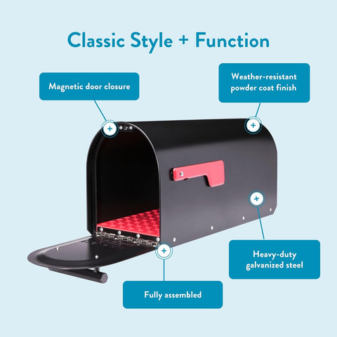 Architectural Mailboxes Sequoia Post Mount Mailbox, Black, Large