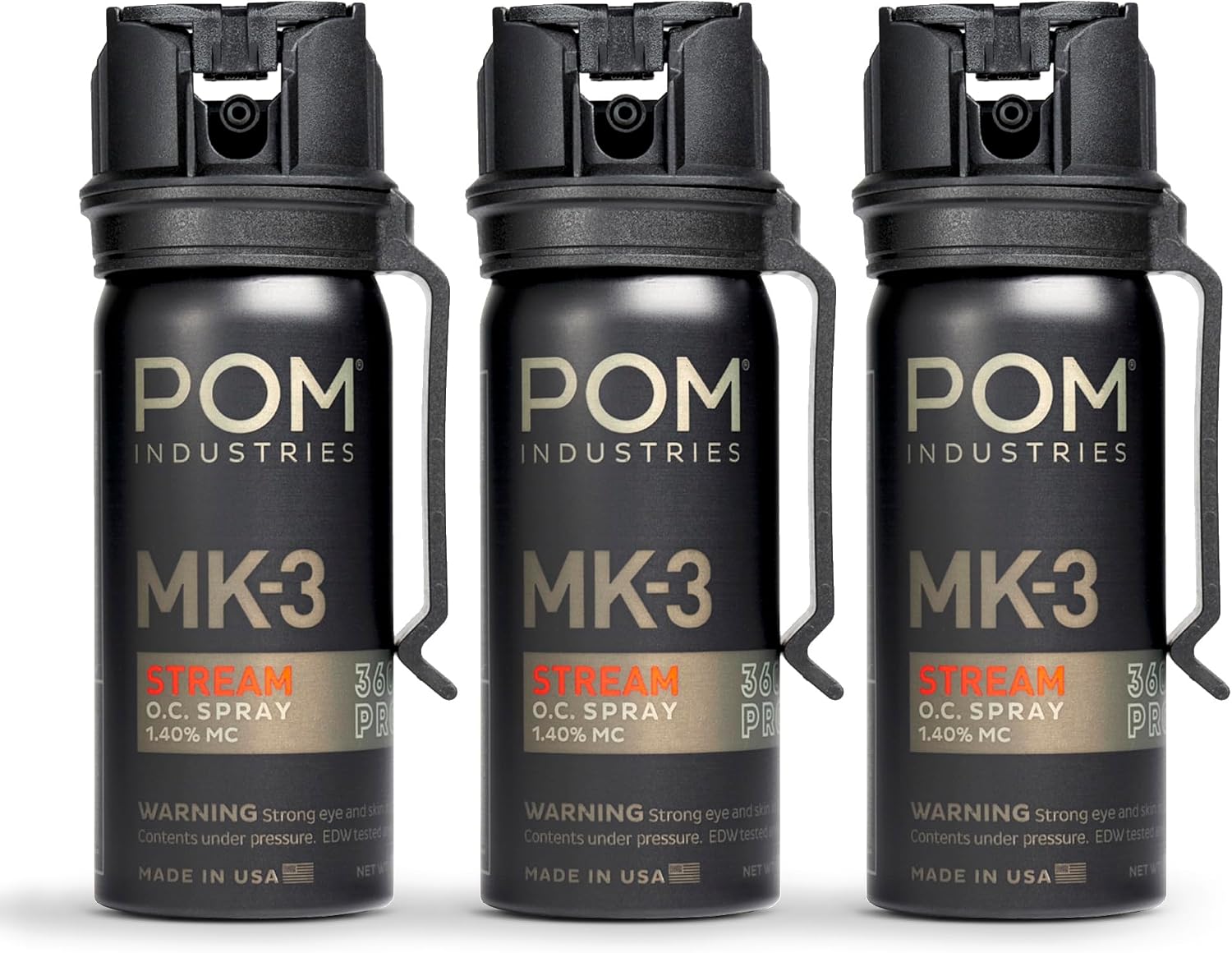 POM MK3 Pepper Spray, Belt Clip Model, Maximum Police Strength OC with UV Marking Dye, Quick Flip Top Safety, 360° Performance At Any Angle, Powerful Accurate Stream, 18 ft Range, 1.8 fl oz