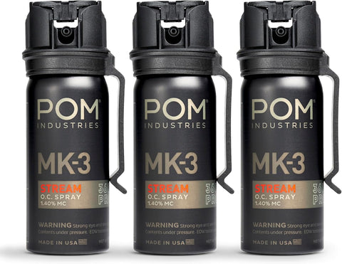 POM MK3 Pepper Spray, Belt Clip Model, Maximum Police Strength OC with UV Marking Dye, Quick Flip Top Safety, 360° Performance At Any Angle, Powerful Accurate Stream, 18 ft Range, 1.8 fl oz