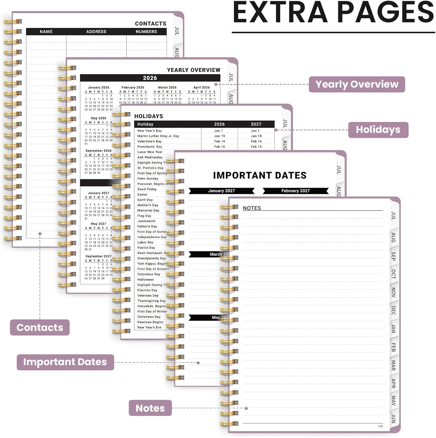 Taja Planner 2026-2027, Jul 2026-Jun 2027 Monthly & Weekly Calendar Book