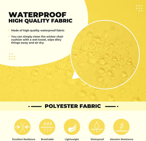 DANGHOOGY Wicker Chair Cushions, Waterproof 3Pcs Outdoor Cushion Set Yellow