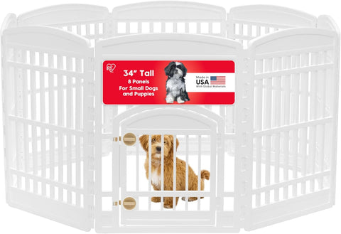 IRIS USA 8-Panel Dog Playpen, Pet Enclosure, White