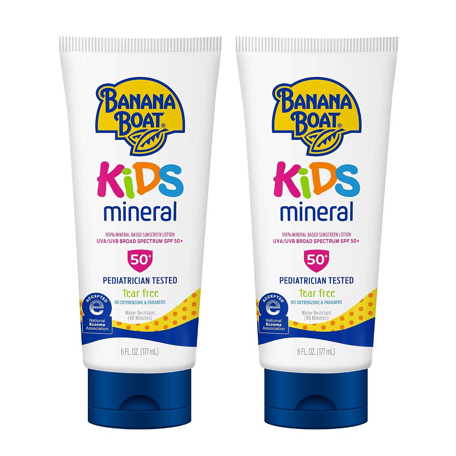 Banana Boat Mineral Kids Sunscreen Lotion SPF 50, 6 Fl Oz (2 Pack)