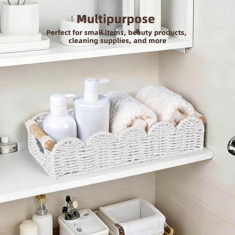 CubesLand Bathroom Basket Organizer, Toilet Tank Basket W/Cut Out Handle