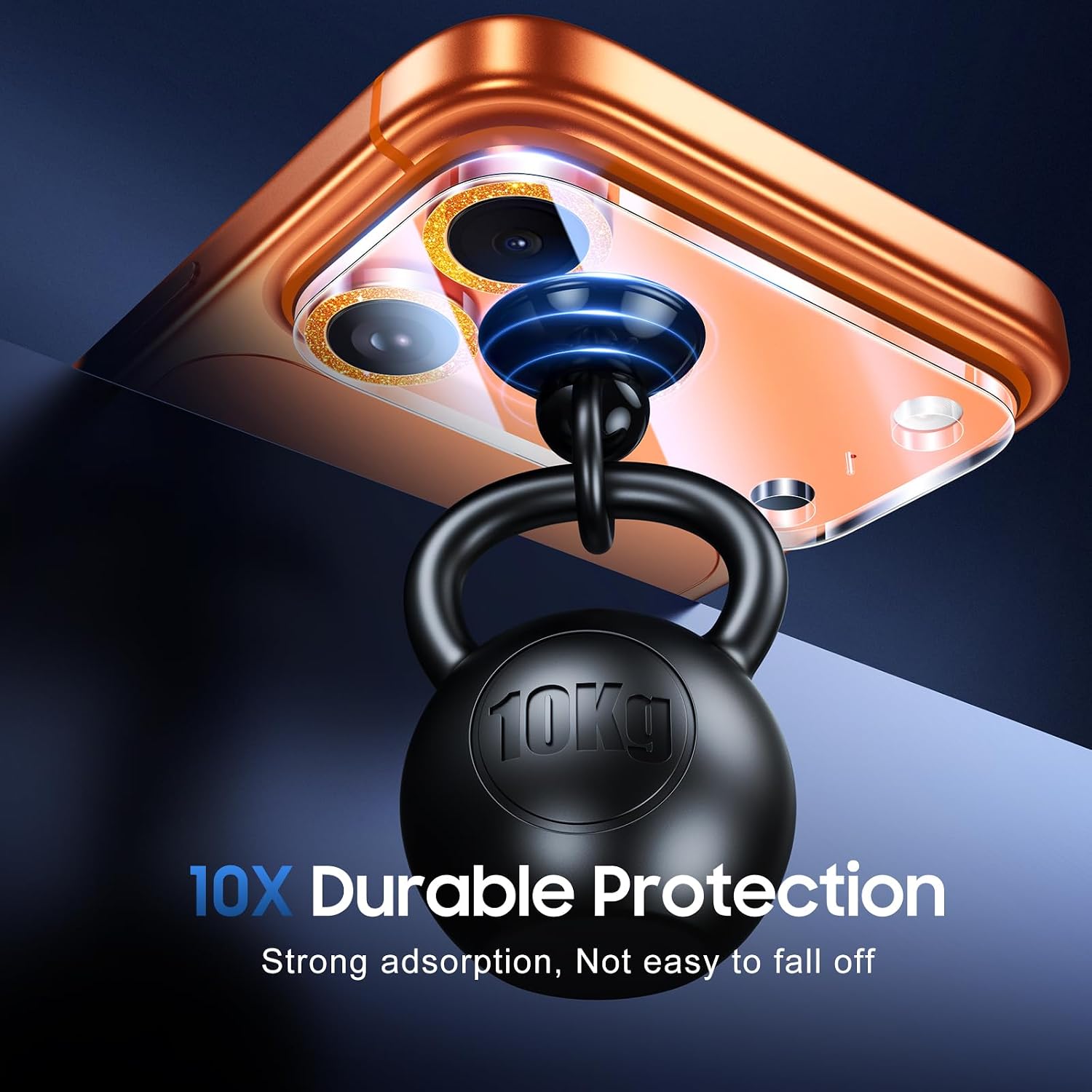 UniqueMe for 3 Pack iPhone 17 Pro Camera Lens Protector - Glitter Orange
