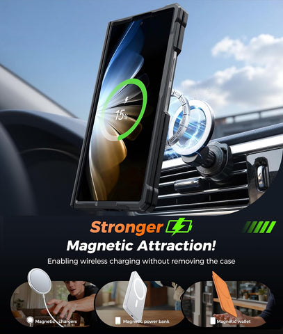 FNTCASE for Samsung Galaxy Z Fold 7 Case with 360 Spin Magnetic Kickstand