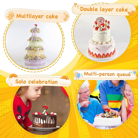 Number 7 Cartoon Candle Red and White Birthday Cake Candle Numeral for Animated Birthday Decoration Cartoon Party Supplies (Number 7)