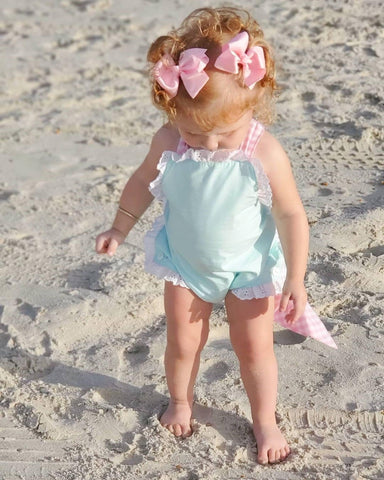 Wee Ones Girls' French Satin Hair Bow with a Knot Wrap Center, No-Slip Hair Clip, Handmade