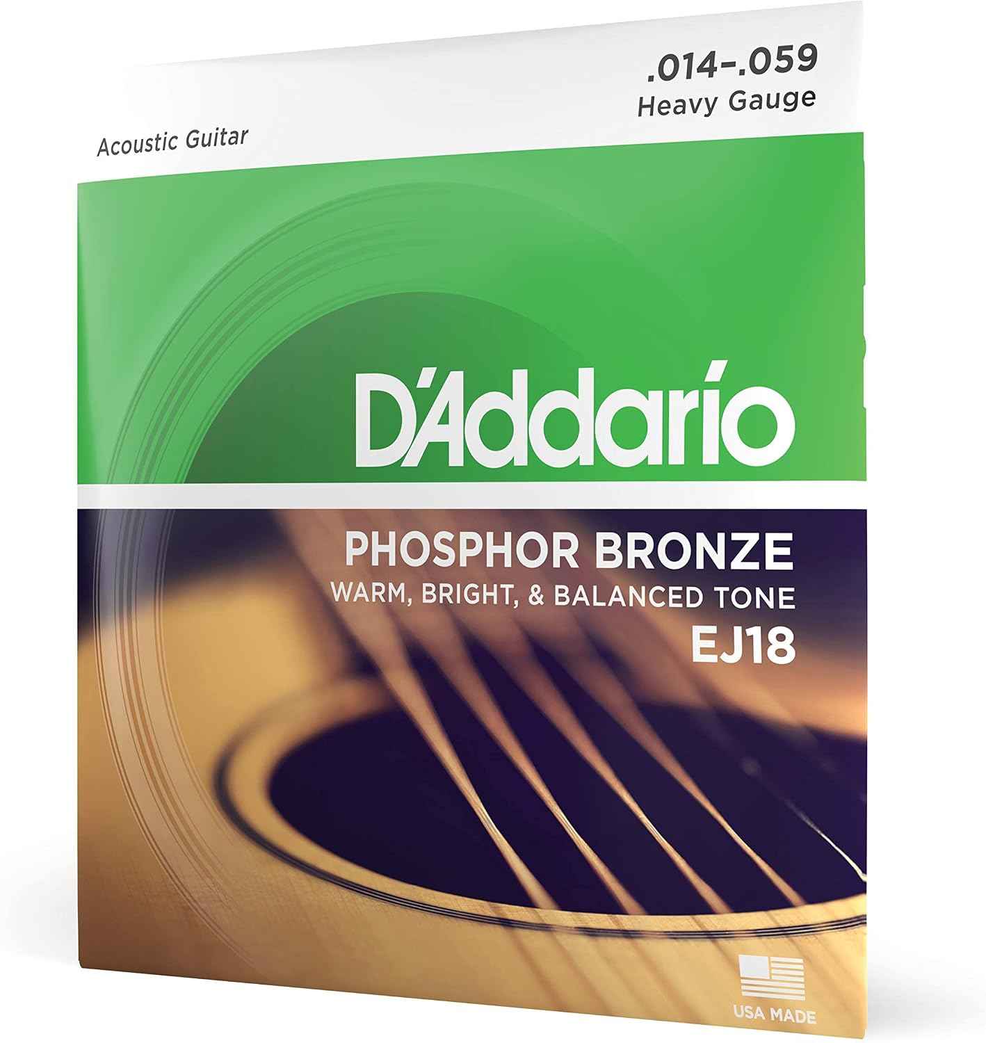 D'Addario EJ18 Phosphor Bronze Acoustic Guitar Strings, Heavy 14-59 Set