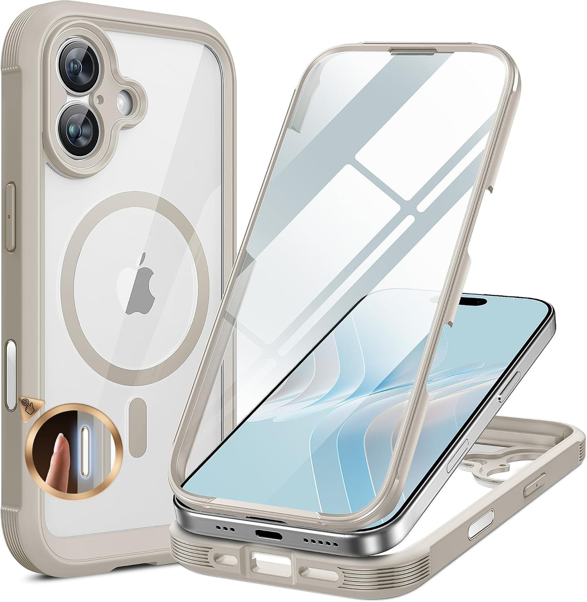 miracase for iPhone 17 Case 6.3'', Full-Body Military Grade Drop Protection Outdoor Phone case with Built-in Glass Screen &Camera Control,Easy Installation,No Gap,Compatible with MagSafe, Gray