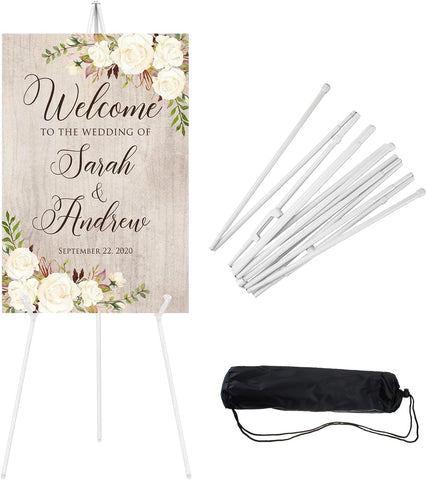 JEAWIWI 1 Pcs Lightweight Easel Stand, 66 Inch, White, with Carry Bags