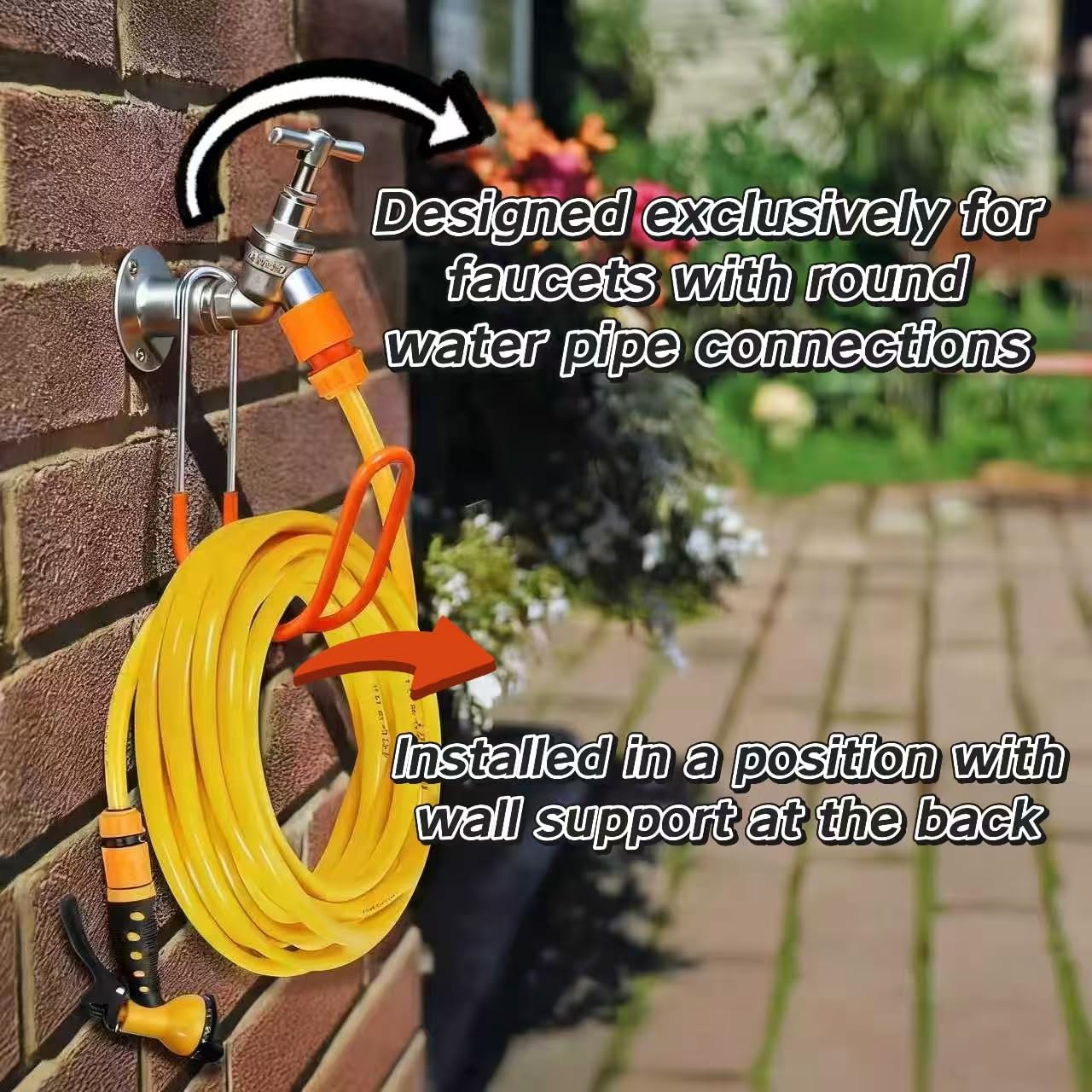 Garden Hose Holder Water Hose Hanger Wall Mounted,304Stainless Steel Solid Hose Hook Holds Up to 50Ft Garden Hose, Expandable Hose, Water Hose(Red 2pcs)