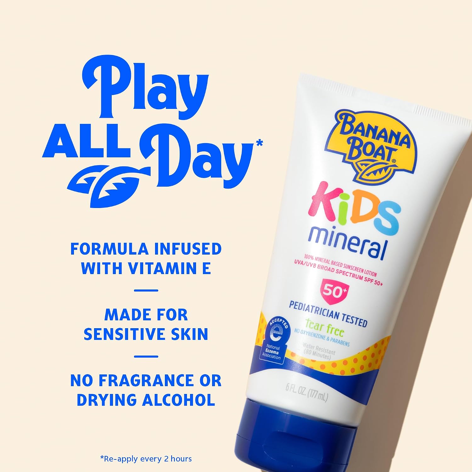 Banana Boat Mineral Kids Sunscreen Lotion SPF 50, 6 Fl Oz (2 Pack)