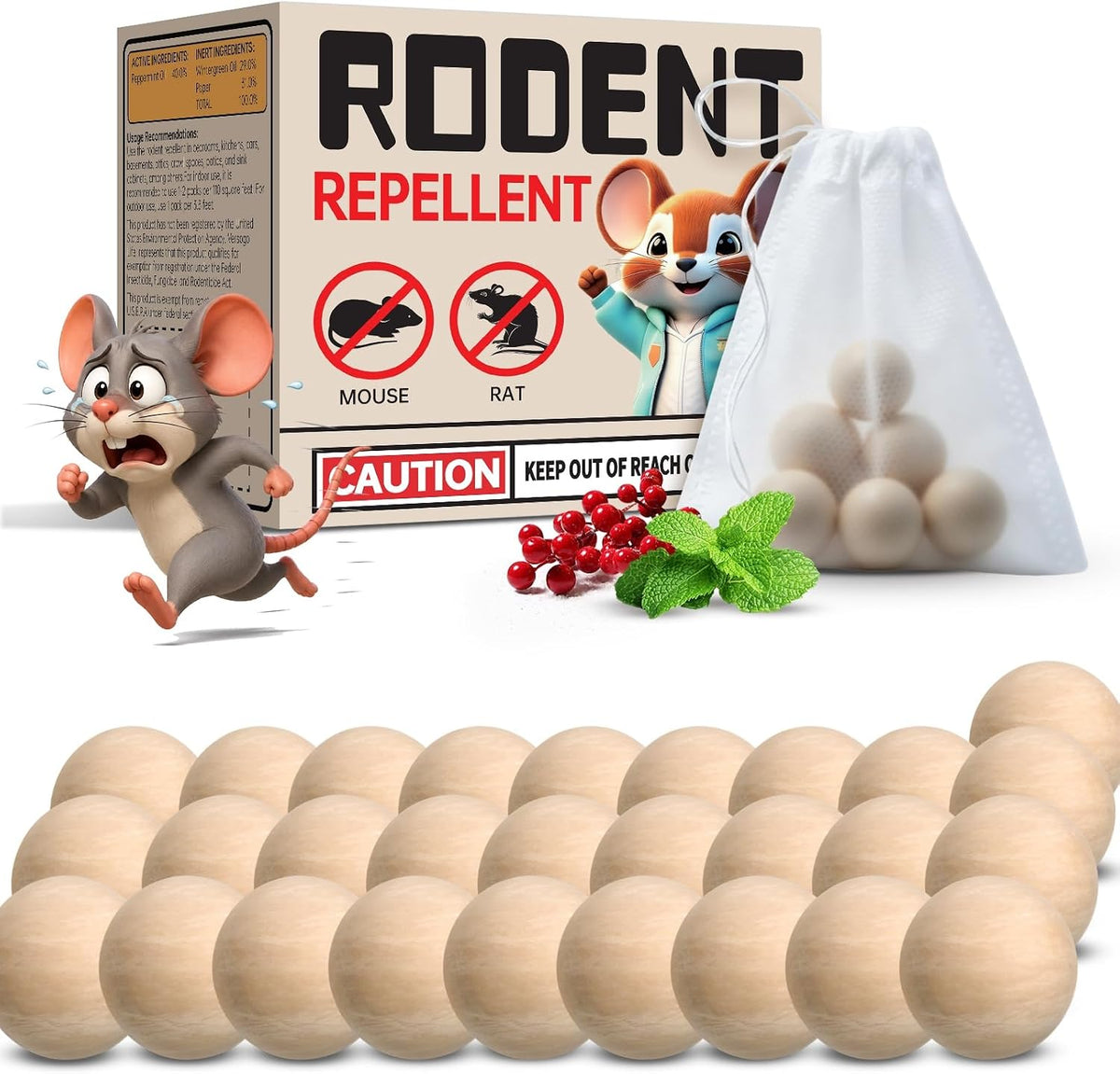 Rodent Repellent 28 Balls, Natural Mouse Repellent for Indoor and Outdoor