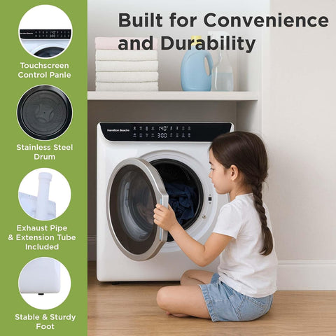 HAMILTON BEACH Electric Compact Portable Laundry Dryer, White