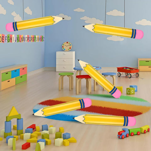 Totelux Large Pencil Balloons 27’’ Inflatable Pencil Back to School Decorations Giant Yellow Crayon Balloons for Classroom Garden Hanging Photo Prop Birthday Party Favor 2PCS