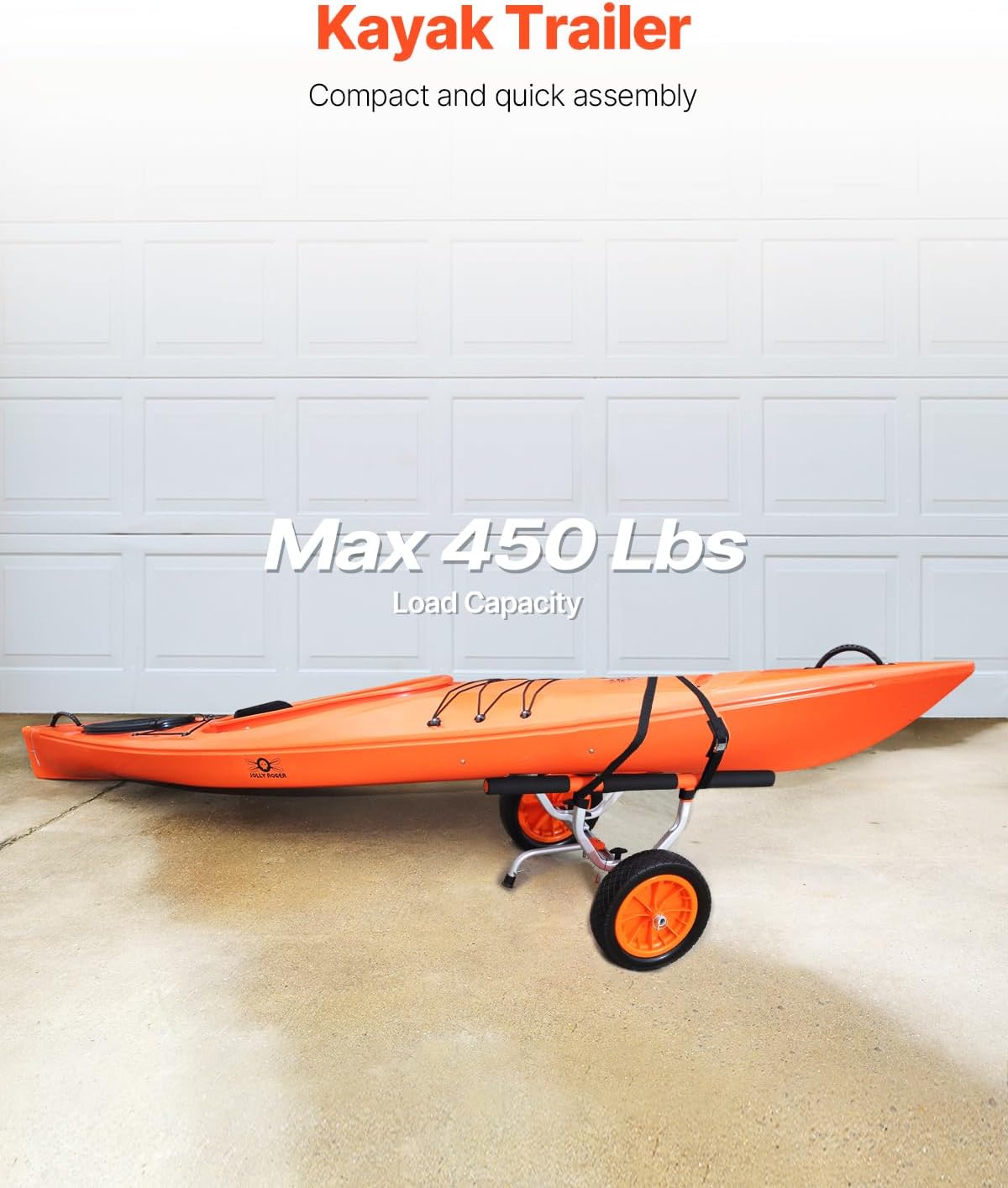 VEVOR Kayak Cart, Heavy Duty 450 lbs Load Capacity, 12'' Solid Tires