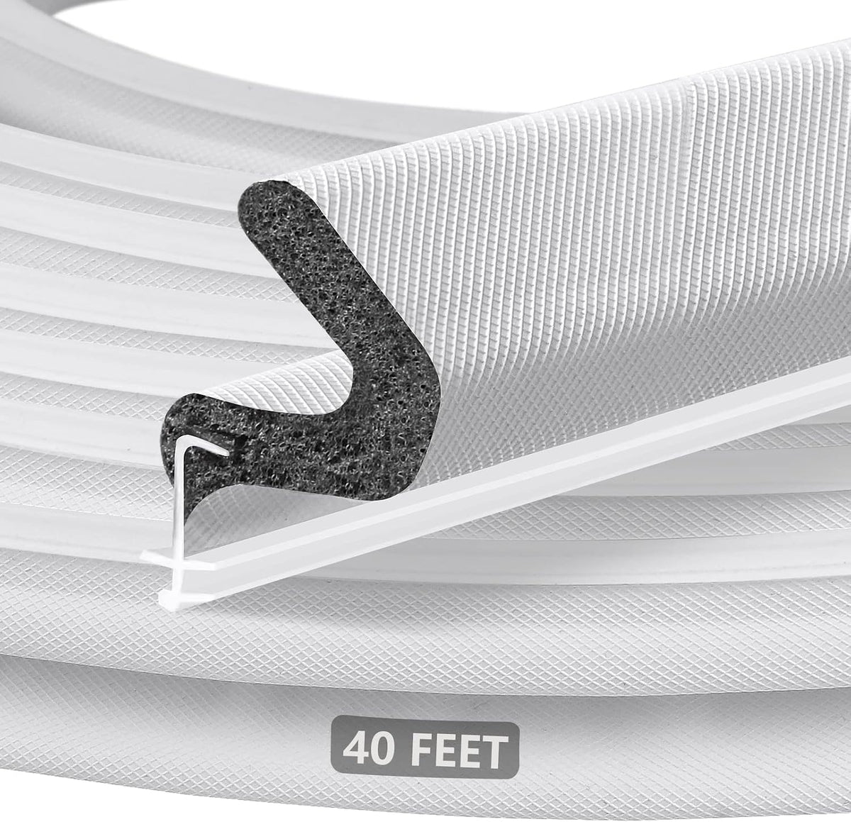 Litaibai 40 ft Kerf Weather Stripping Door Seal for Exterior Doors, White