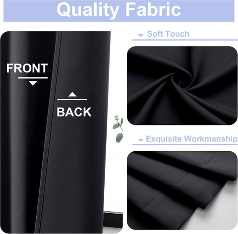 Simplebrand Ava Halloween Black Blackout Curtains for Bedroom 63 Inch Length 2 Panels, Solid Thermal Insulated Energy Saving Rod Pocket Window Treatment Curtains Blackout Drapes, W40 x L63 Inch, Black