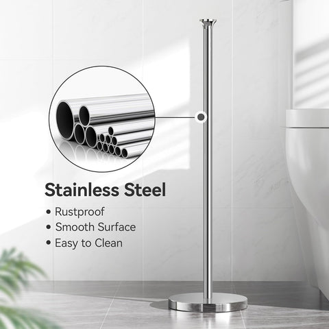 Toilet Paper Holder Stand(with Reserve Function), Free-Standing Spare Rolls Storage Holder, Stainless Steel, Modern Design
